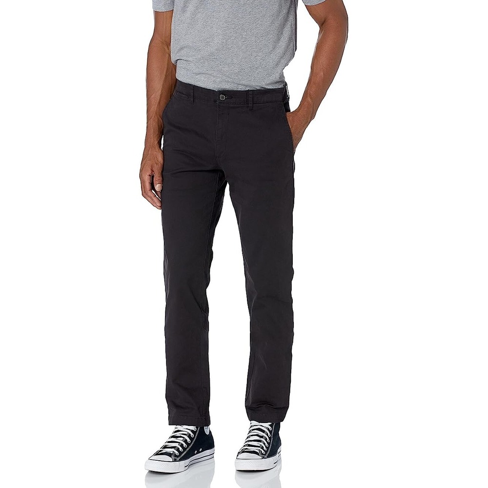 Goodthreads Men's Slim-Fit Washed Comfort Stretch Chino Black Pants 32 X 33